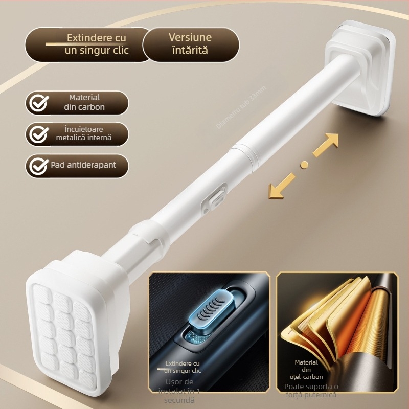 Bară telescopică pentru uscat haine, montaj fără găuri, pentru balcon, oțel din carbon, design modern minimalist