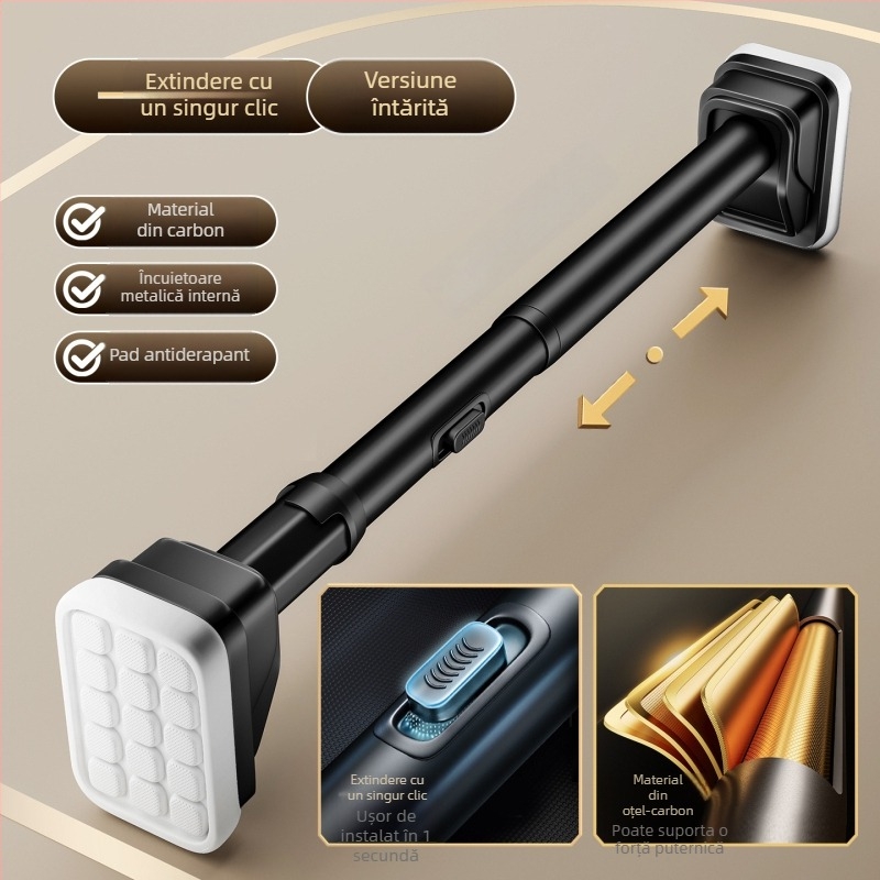 Bară telescopică pentru uscat haine, montaj fără găuri, pentru balcon, oțel din carbon, design modern minimalist