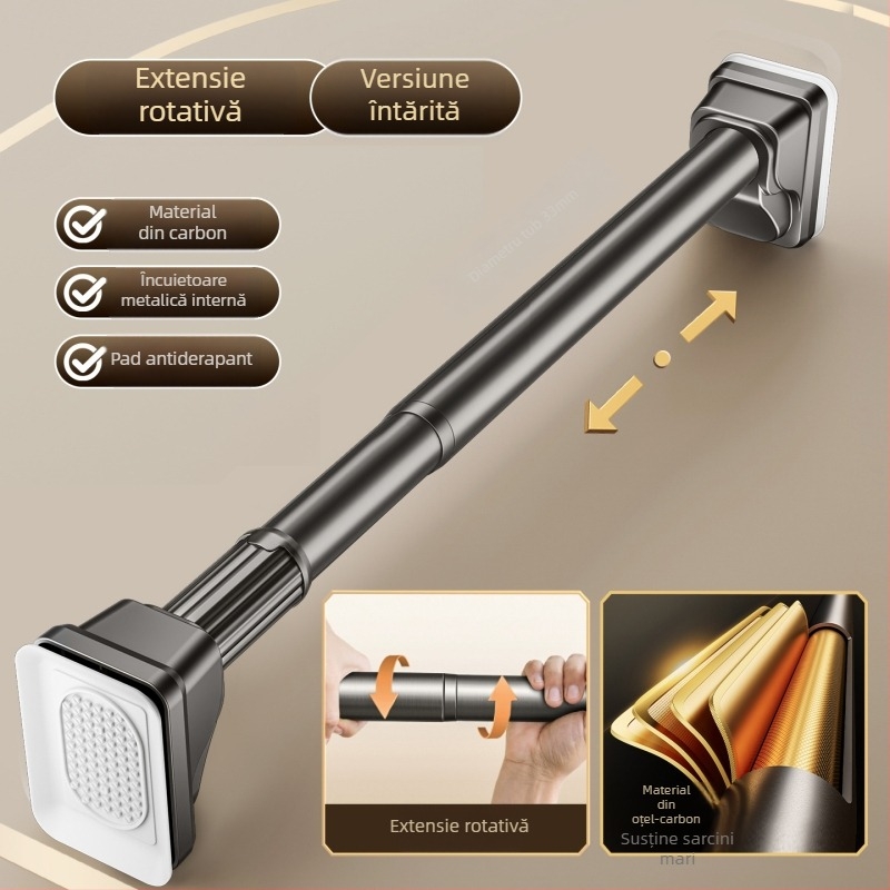 Bară telescopică pentru uscat haine, montaj fără găuri, pentru balcon, oțel din carbon, design modern minimalist