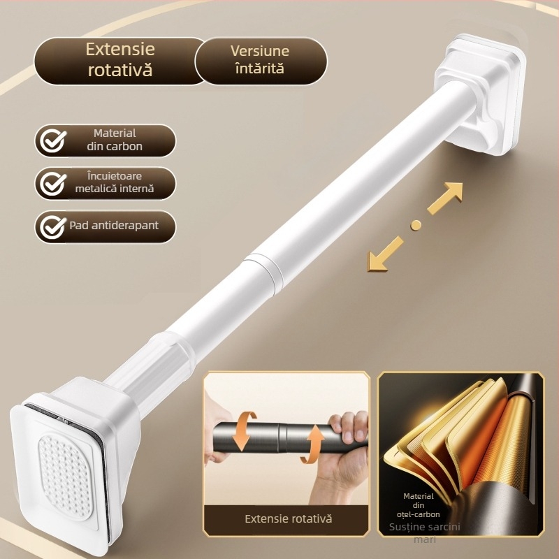 Bară telescopică pentru uscat haine, montaj fără găuri, pentru balcon, oțel din carbon, design modern minimalist