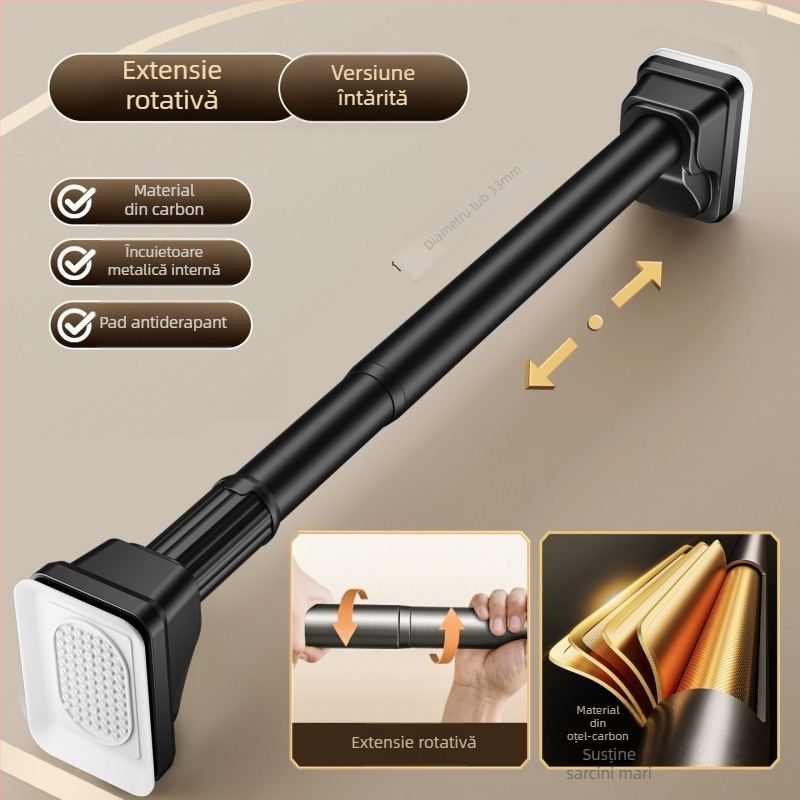 Bară telescopică pentru uscat haine, montaj fără găuri, pentru balcon, oțel din carbon, design modern minimalist