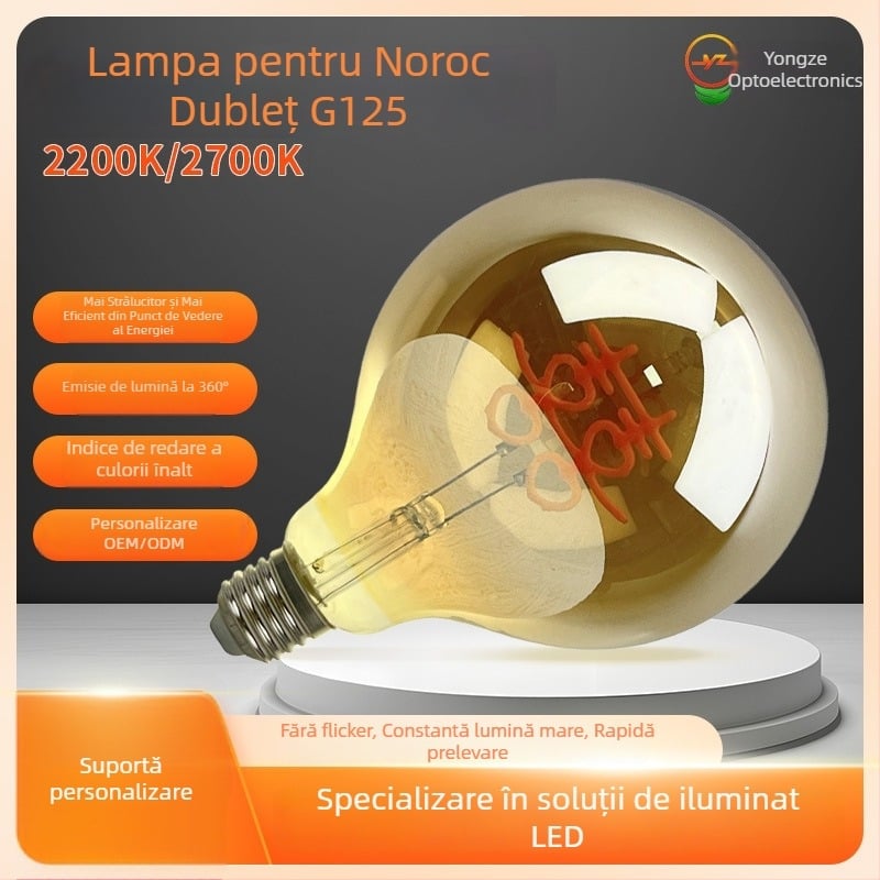 Bec Edison cu bază E27, filament wolfram, 220V, fascicul 360°, CRI 80-90