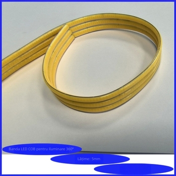 Bandă flexibilă LED COB, 3 mm dublă față, tensiune redusă, LED COB în ambalaj, iluminare liniară pentru interior și exterior