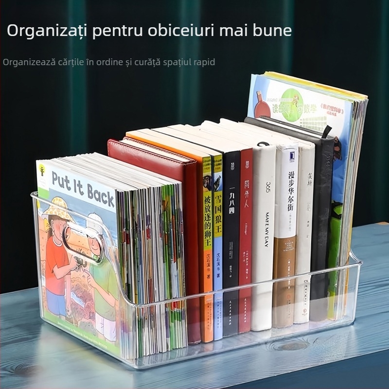 Cutie de depozitare pentru birou pentru cărți ilustrate pentru copii și reviste, material PE, capacitate 5–10 L, fără montaj