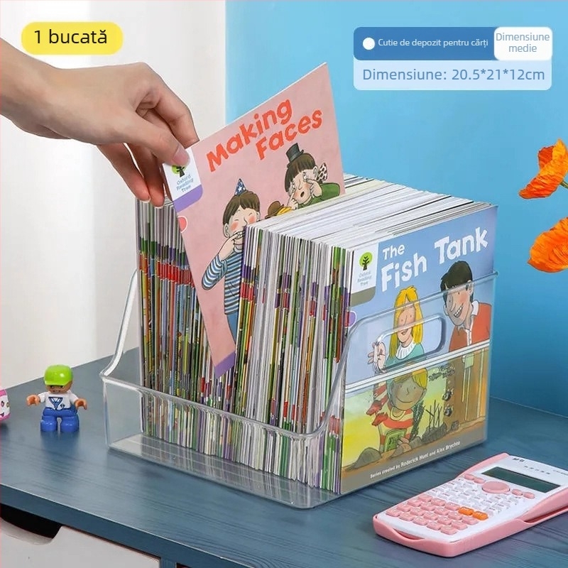 Cutie de depozitare pentru birou pentru cărți ilustrate pentru copii și reviste, material PE, capacitate 5–10 L, fără montaj