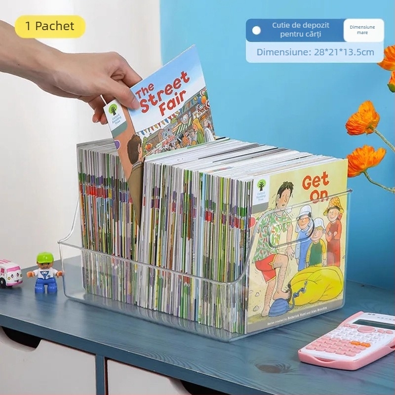 Cutie de depozitare pentru birou pentru cărți ilustrate pentru copii și reviste, material PE, capacitate 5–10 L, fără montaj