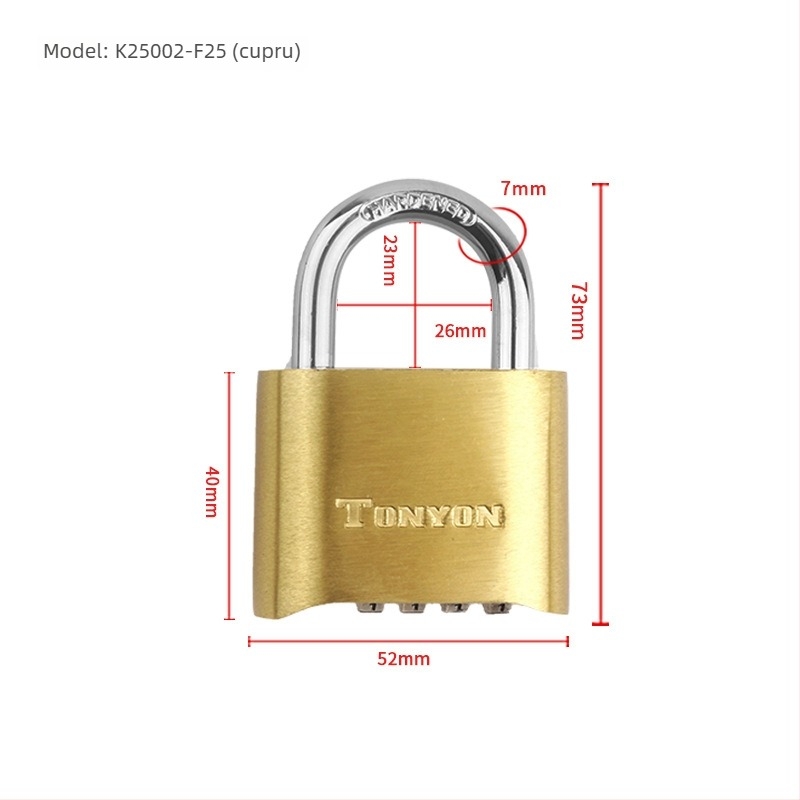 Lacăt cu 4 roți pentru internat și utilizare în exterior – corp din cupru, model K25008