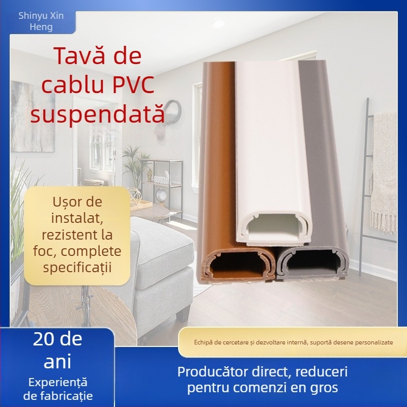 Xinheng FW24 Canal pentru cabluri montat pe suprafață – PVC, pentru birouri, centre comerciale, ateliere, fabrici, locuințe și hoteluri