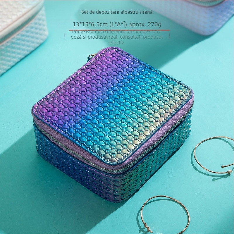 Geantă din piele PU pentru bijuterii, cu fermoar și compartimente, stil clutch, personalizabilă