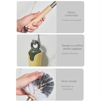 Perie de toaletă cu mâner lung, din plastic, 135 g, 1 buc.