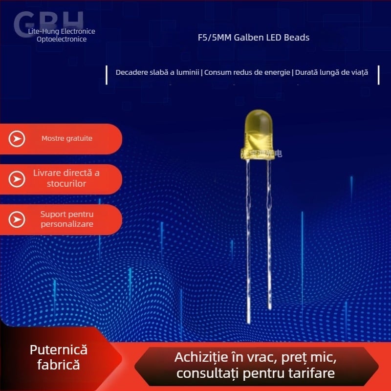 Diodă LED indicator, cap rotund, 20 mA, 1.8–3.4 V, 0.06 W, San'an cip