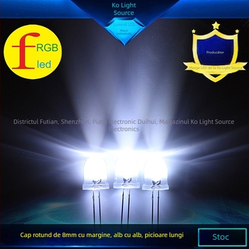 LED cu cap rotund, margine transparentă, picioare lungi, conectare directă; curent 20 mA, tensiune 3.0–3.4 V, putere 0.06 W, CRI 70–80, unghi fascicul 30°