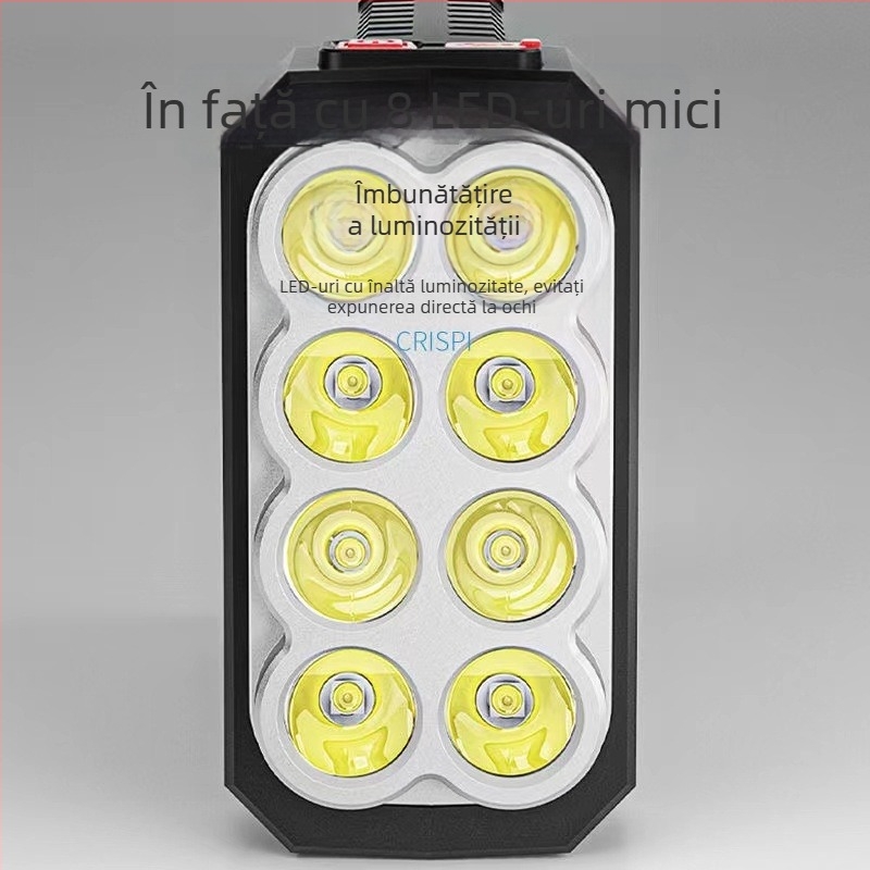 Lanternă USB solară, reîncărcabilă, cu lumină ultra-puternică, corp ABS (20W, 4800 mAh, energie solară, sursă de lumină Bulb+COB, rază 200–500 m)