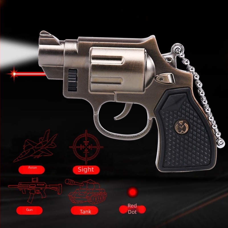 Pistol-jucărie 6 în 1 cu LED, laser și infraroșu, breloc — 5W, baterii 3x AG13, rază până la 50 m