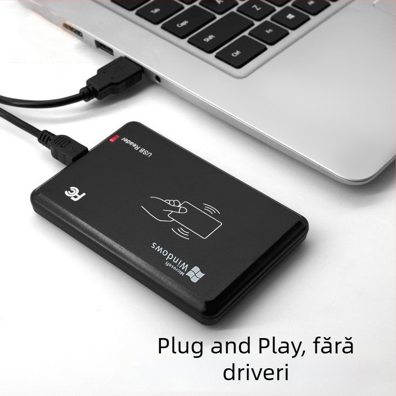 Cititor RFID IC/ID cu frecvență dublă, interfață USB, pentru acces fără contact, NFC compatibil, distanță de detecție 2–5 cm