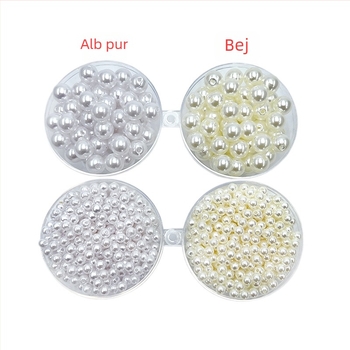 Accesoriu DIY pentru bijuterii din plastic/resina, cu finisare injection plating, model perla imitata, stil natural.