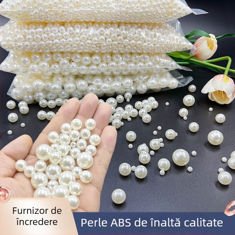 Accesoriu DIY pentru bijuterii din plastic/resina, cu finisare injection plating, model perla imitata, stil natural.