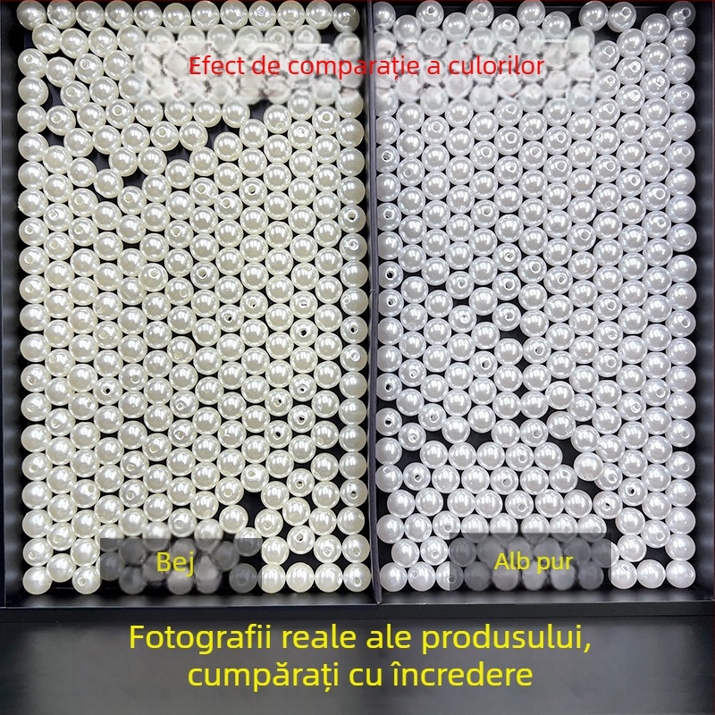 Accesoriu DIY pentru bijuterii din plastic/resina, cu finisare injection plating, model perla imitata, stil natural.