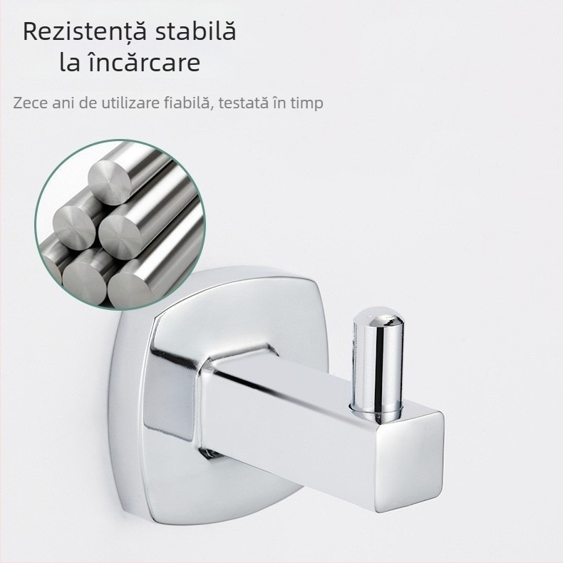 Set accesorii baie din aliaj de zinc cu placare electrolitică — șase piese: bară prosoape, suport hârtie igienică, plasă săpun; stil modern minimalist