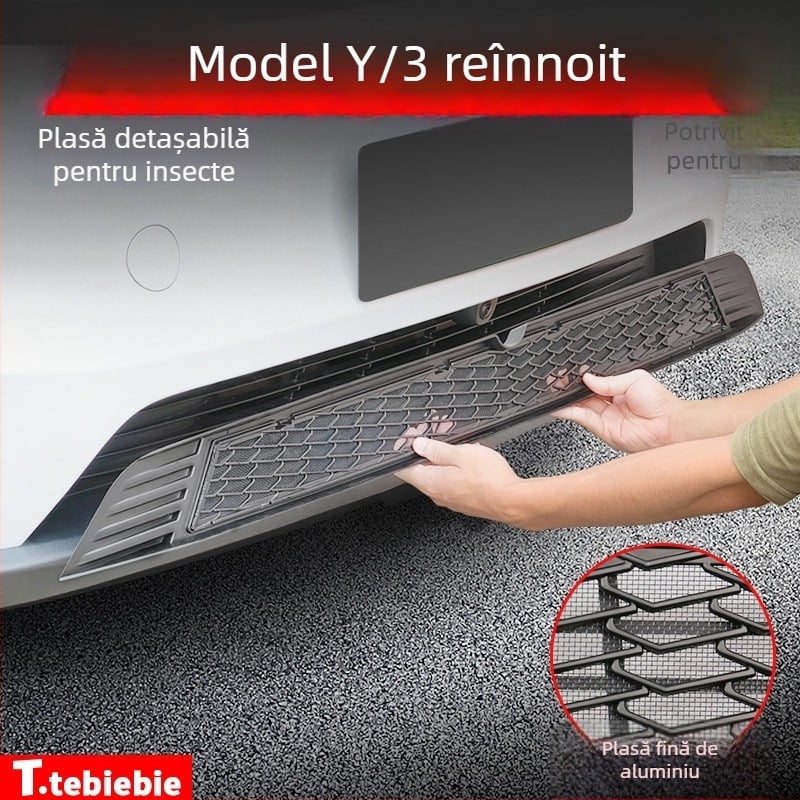 ABS YS-01 Capac protecție pentru intrarea de aer centrală cu plasă pentru rezervorul de apă, compatibil cu Tesla Model Y/3/YL cu 6 locuri, ecran detașabil anti-insecte