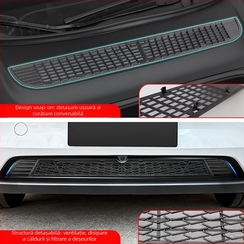 ABS YS-01 Capac protecție pentru intrarea de aer centrală cu plasă pentru rezervorul de apă, compatibil cu Tesla Model Y/3/YL cu 6 locuri, ecran detașabil anti-insecte