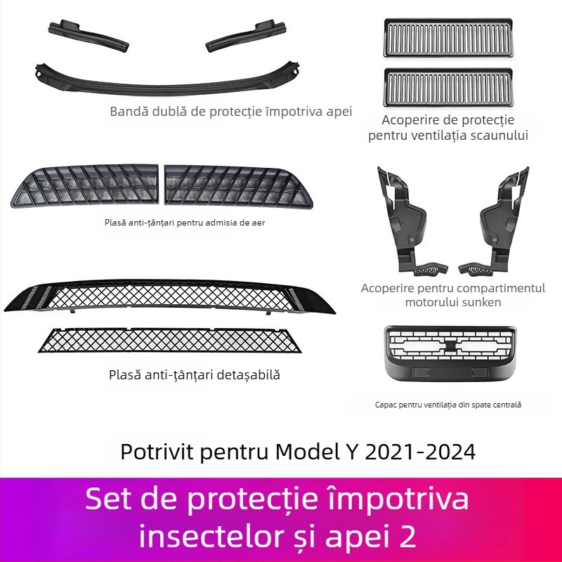 ABS YS-01 Capac protecție pentru intrarea de aer centrală cu plasă pentru rezervorul de apă, compatibil cu Tesla Model Y/3/YL cu 6 locuri, ecran detașabil anti-insecte