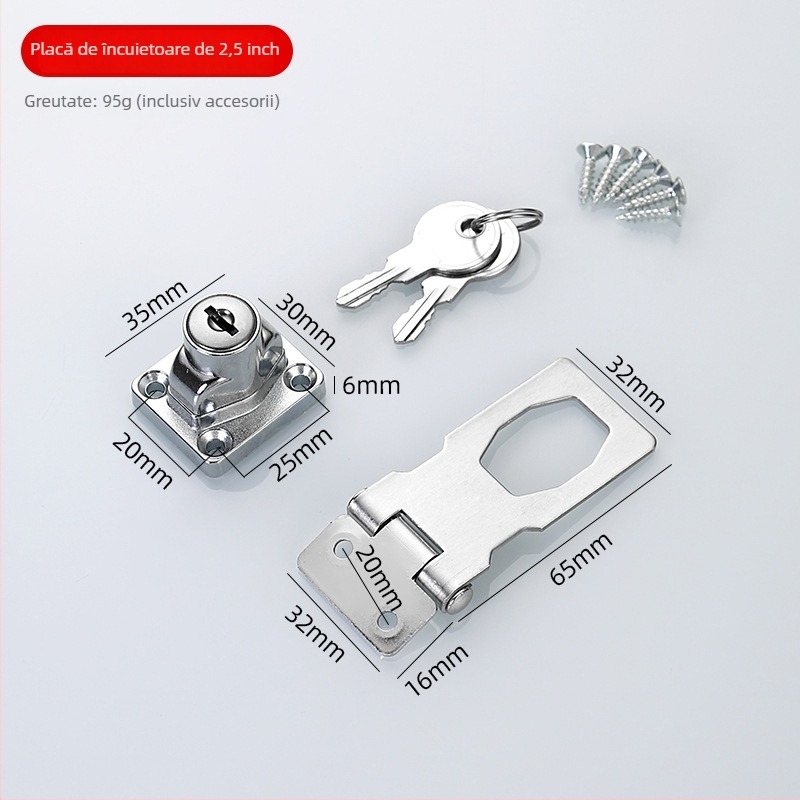 Încuietoare pentru sertare din oțel inoxidabil cu aliaj de zinc, model Lock plate, pentru dulapuri de dosare, frigidere, garderobe și sertare