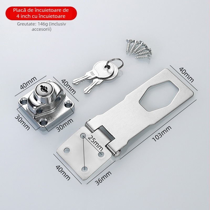 Încuietoare pentru sertare din oțel inoxidabil cu aliaj de zinc, model Lock plate, pentru dulapuri de dosare, frigidere, garderobe și sertare