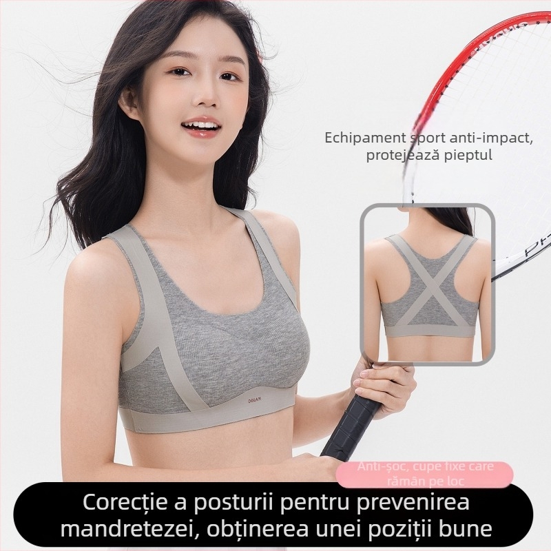Sutien pentru corectarea posturii pentru adolescente, din viscoză respirabilă, cupă completă cu cupă turnată ultra-subțire, căptușeală din nailon, bretele fixe, susținere superioară și confort pentru vârsta 12–15 ani