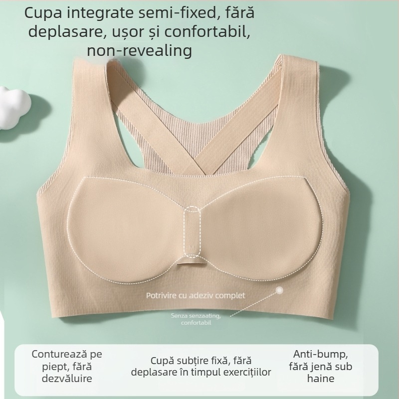 Sutien pentru corectarea posturii pentru adolescente, din viscoză respirabilă, cupă completă cu cupă turnată ultra-subțire, căptușeală din nailon, bretele fixe, susținere superioară și confort pentru vârsta 12–15 ani