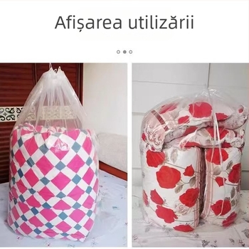 Sac de cuvertură din PE, model cilindric transparent, fără montaj, pentru mutare și depozitare a cuverturilor și a hainelor, stil modern minimalist