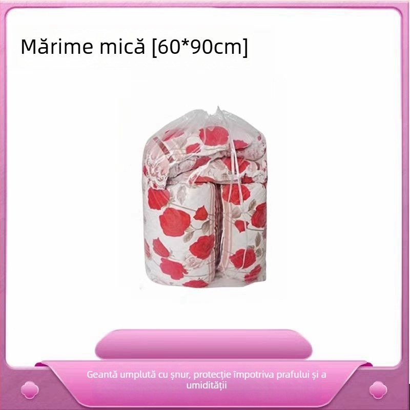 Sac de cuvertură din PE, model cilindric transparent, fără montaj, pentru mutare și depozitare a cuverturilor și a hainelor, stil modern minimalist