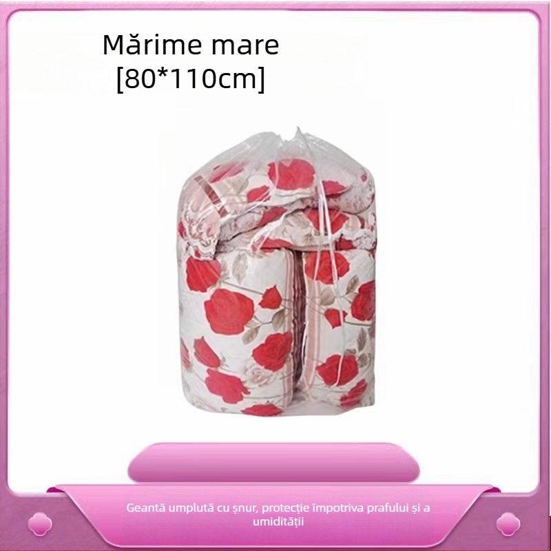 Sac de cuvertură din PE, model cilindric transparent, fără montaj, pentru mutare și depozitare a cuverturilor și a hainelor, stil modern minimalist