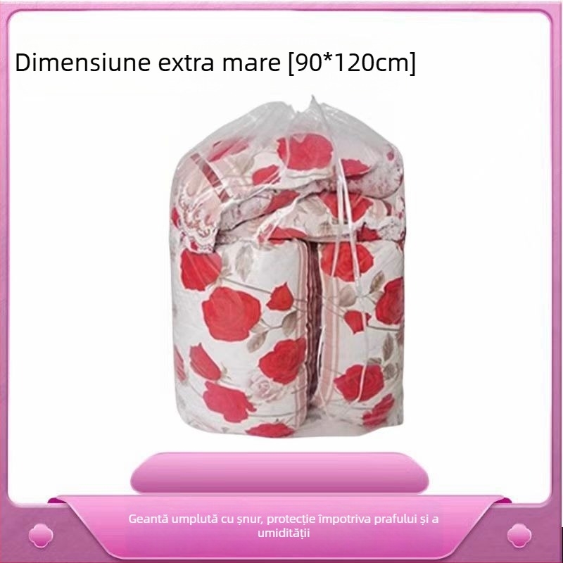 Sac de cuvertură din PE, model cilindric transparent, fără montaj, pentru mutare și depozitare a cuverturilor și a hainelor, stil modern minimalist