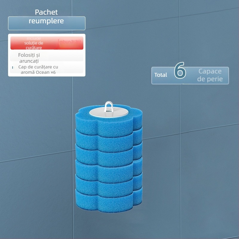 Set de perie pentru WC, de unică folosință, cu capete de înlocuire, montaj pe perete fără găuri, plastic, stil modern minimalist, origine Zhejiang, logo imprimat