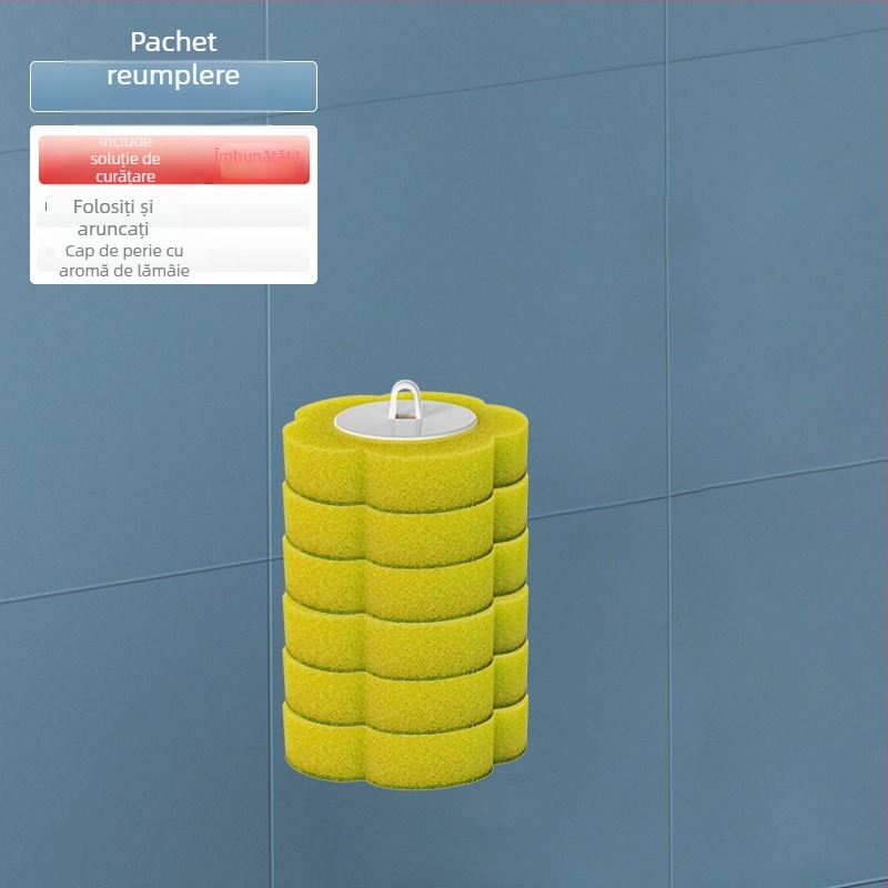 Set de perie pentru WC, de unică folosință, cu capete de înlocuire, montaj pe perete fără găuri, plastic, stil modern minimalist, origine Zhejiang, logo imprimat