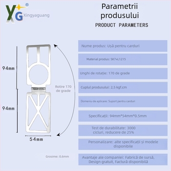 Suport pentru card magnetic pentru telefon, cu balama amortizoare și balama rotativă de 170°, suport pentru Power Bank