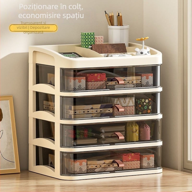 Dulap de depozitare pentru birou cu sertar – Material PP, Design simplu și modern, Montaj pe birou