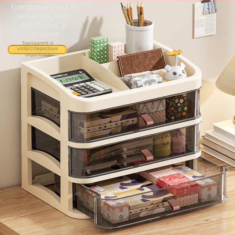 Dulap de depozitare pentru birou cu sertar – Material PP, Design simplu și modern, Montaj pe birou