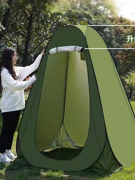 Cort de duș în aer liber cu spațiu pentru schimb, cort de baie portabil și pliabil pentru camping, 190T poliester, montaj rapid, impermeabilitate <1000 mm