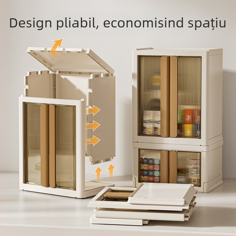 Cutie de depozitare pentru birou – pliabilă, cu capac, stivabilă, protecție împotriva prafului | Model XH-HE075/082; Material: PP+PS+HIPS (100% material nou); Stil: lux ușor