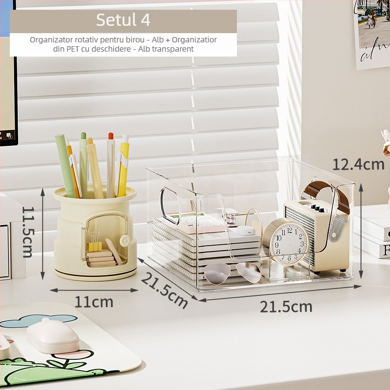 Cutie de depozitare pentru birou – pliabilă, cu capac, stivabilă, protecție împotriva prafului | Model XH-HE075/082; Material: PP+PS+HIPS (100% material nou); Stil: lux ușor