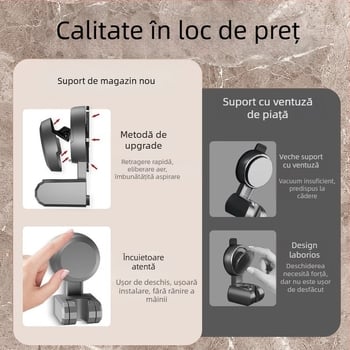 Suport de duș Boonen cu ventuză mobilă și bază adezivă, material ABS, stil luxuos ușor