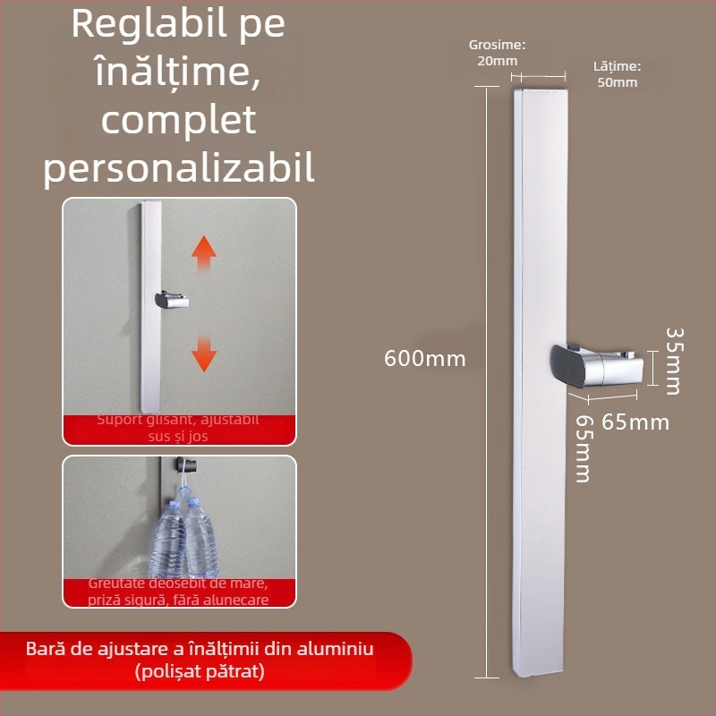 Coloană de duș, aluminiu spațial, model 6584512, montaj pe perete, 0–90°C / 0–1,6 MPa