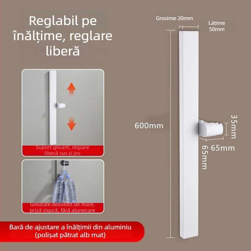 Coloană de duș, aluminiu spațial, model 6584512, montaj pe perete, 0–90°C / 0–1,6 MPa