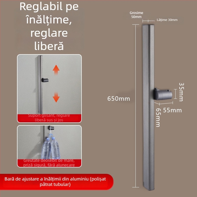 Coloană de duș, aluminiu spațial, model 6584512, montaj pe perete, 0–90°C / 0–1,6 MPa