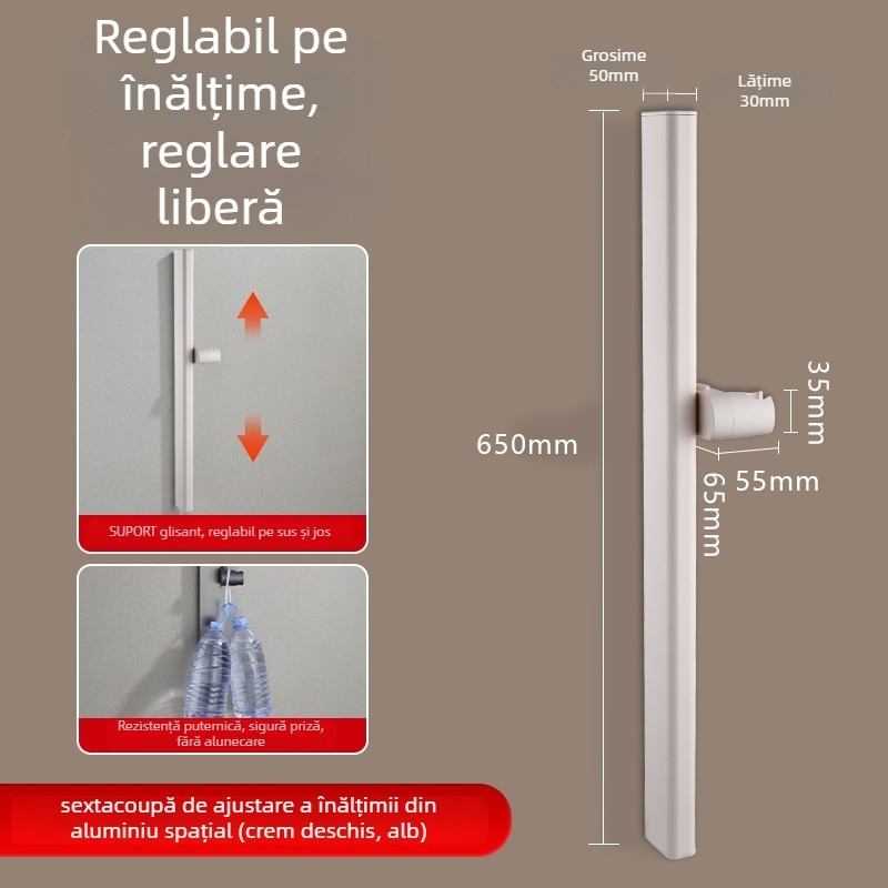 Coloană de duș, aluminiu spațial, model 6584512, montaj pe perete, 0–90°C / 0–1,6 MPa