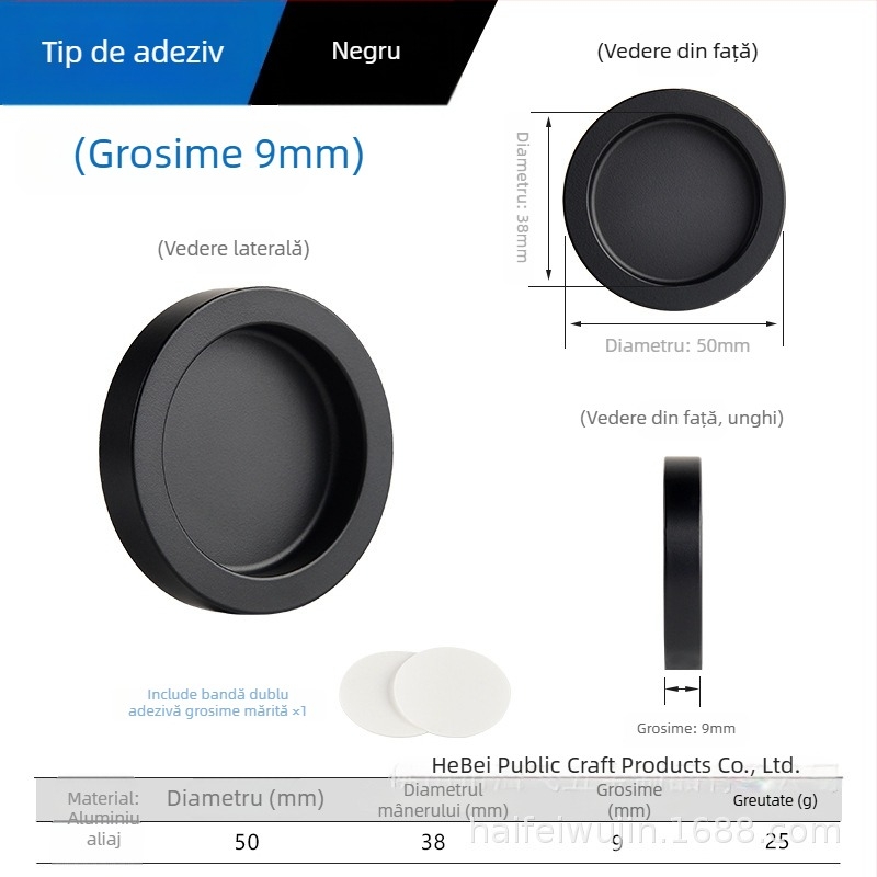 Mâner pentru ușă glisantă, din aliaj de aluminiu, pentru uși de sticlă și dulapuri, model TNHE53, stil modern minimalist