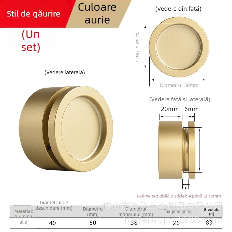 Mâner pentru ușă glisantă, din aliaj de aluminiu, pentru uși de sticlă și dulapuri, model TNHE53, stil modern minimalist
