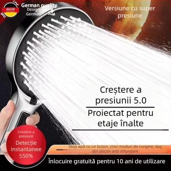 Cap de duș cu jet puternic, ieșire de apă sub presiune, rotund, montat pe perete, din ABS